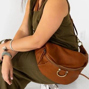 EUC Sapahn Dominique Sling Bag in Whiskey Raw Leather 🥃🤎